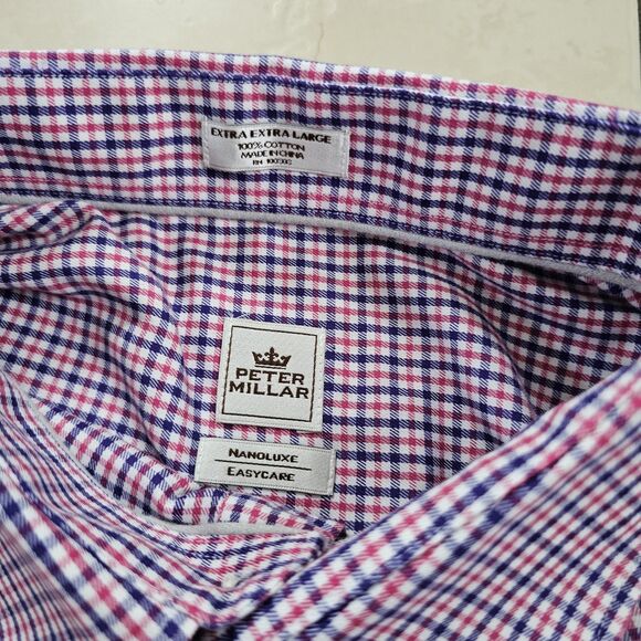 Peter Millar Nanoluxe Mens XXL Long Sleeve 100% Cotton Button Down Dress Shirt - Picture 9 of 10